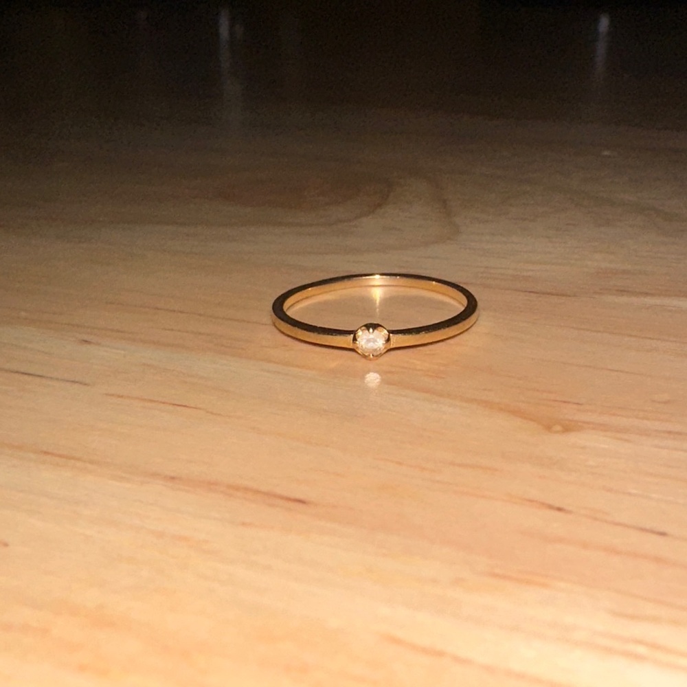 14K Gold Ring with White Sapphire Stone